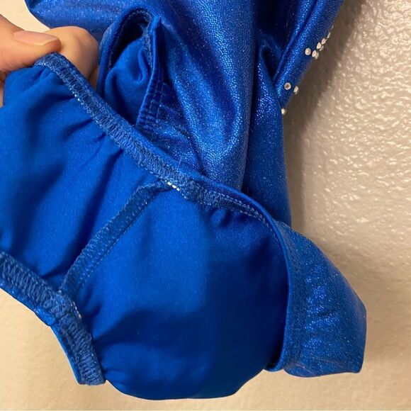 Destira elite gymnastics tank blue foil sleeveless leotard Jar/ SA adult small - Picture 7 of 8